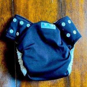 BabyKicks bamboo/organic cotton one size pocket diaper.